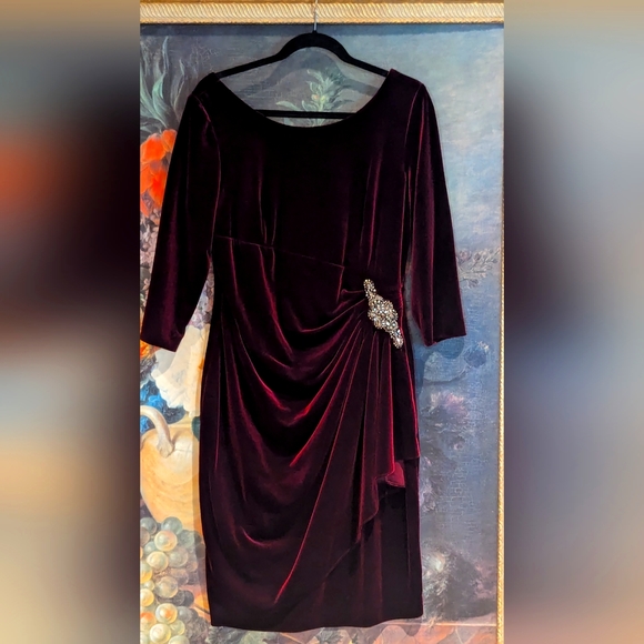 HOT ! Wine Colored Velvet Dress Wine Color Dress In Velvet Floor Length Wine  Color Evening Dress